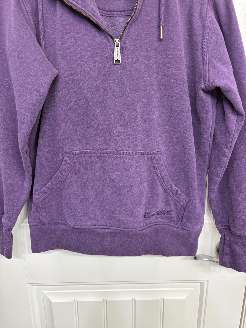 Carhartt Purple Quarter-Zip Hoodie‎ Pullover - Picture 3 of 10